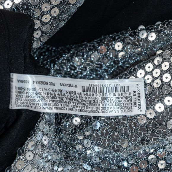 ZARA Women's Silver Sequin Draped Dress size Small NWOT - Picture 7 of 11